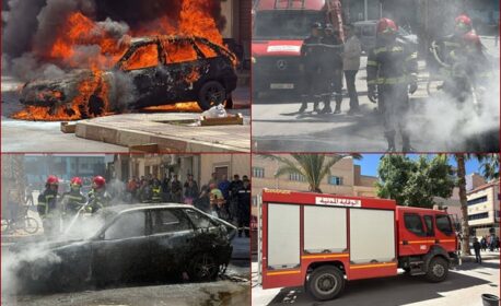 حريق مفاجئ بسيارة قرب فندق ميركور يستنفر السلطات بمدينة الناظور